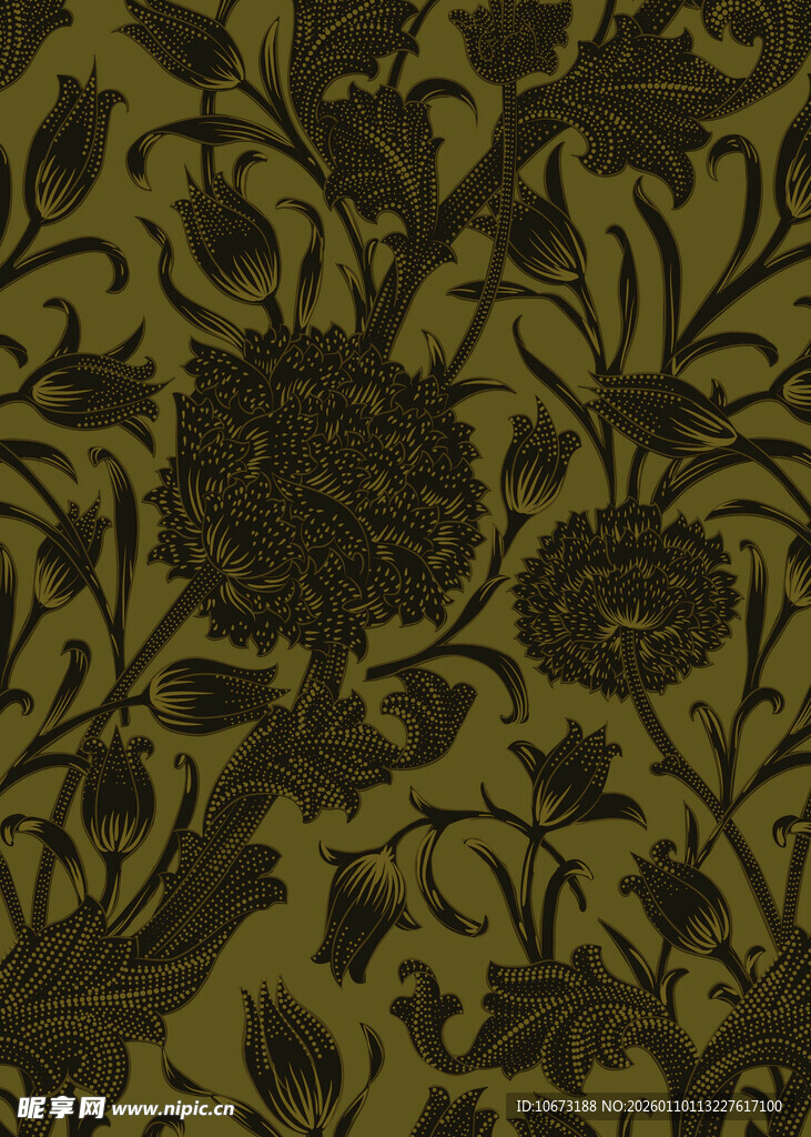 复古花卉图案织物纹理