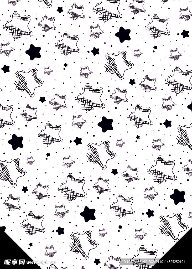 黑白星星飞机图案背景