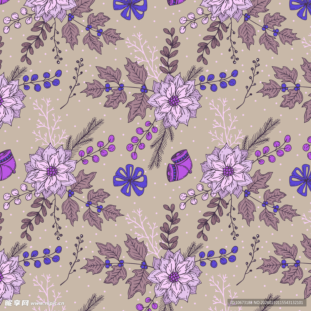 紫色花卉图案背景纹理