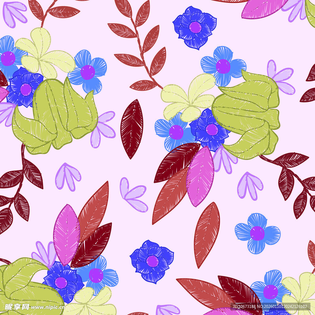 多彩花卉图案背景设计