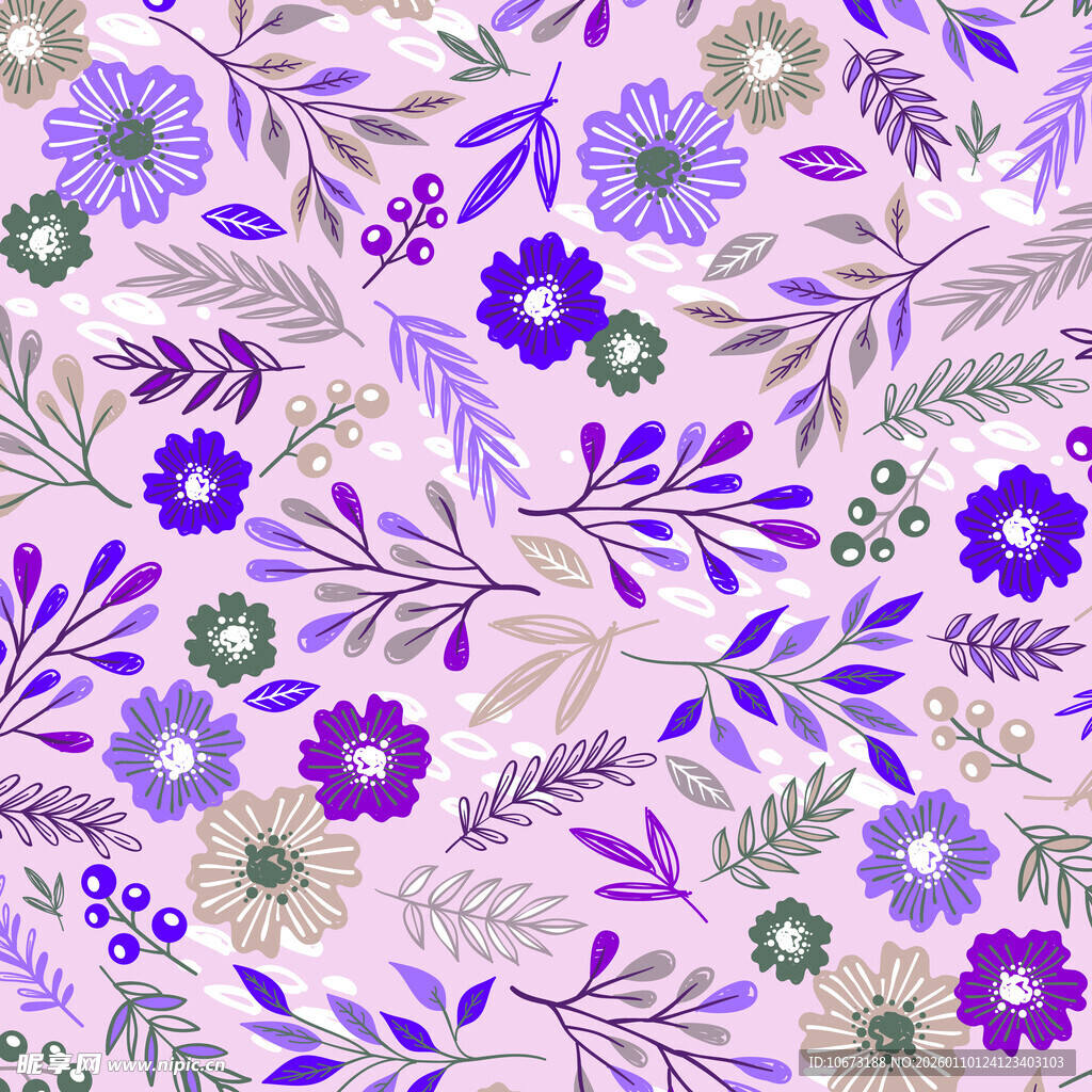 淡紫色花卉植物图案背景