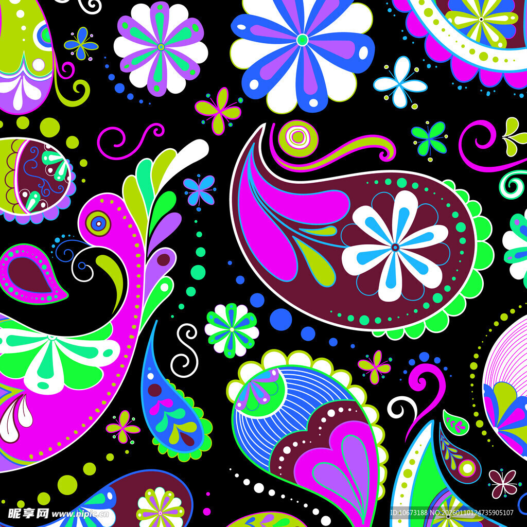 多彩佩斯利花纹图案