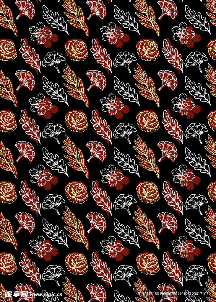 复古风美食图案背景纹理