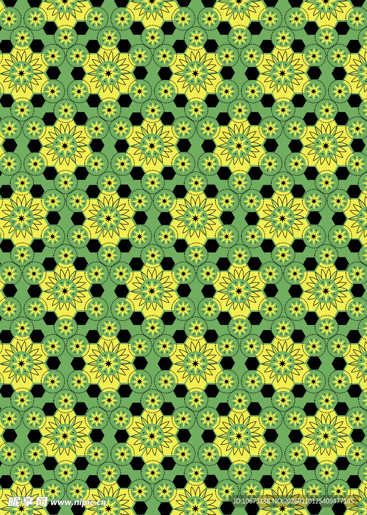 绿色几何花卉图案背景