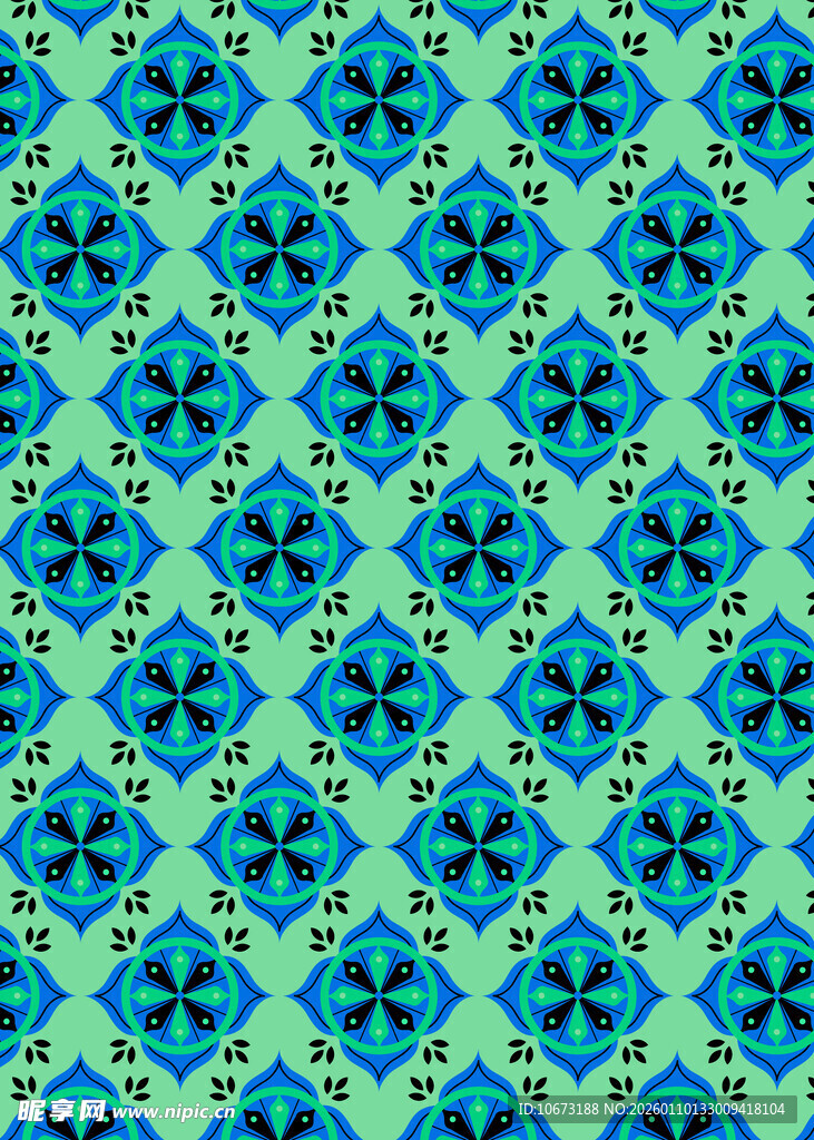 蓝绿几何图案无缝背景