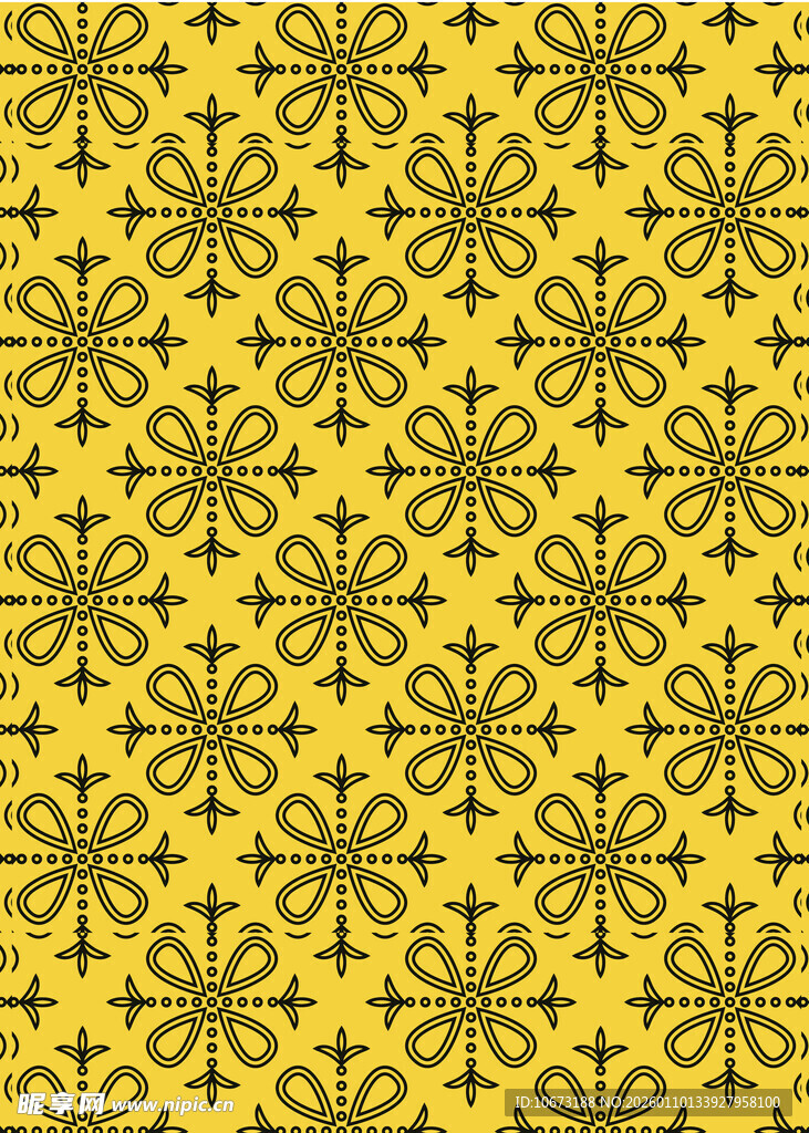 黄色几何花纹无缝图案