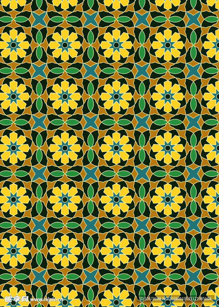 黄色花朵几何图案背景