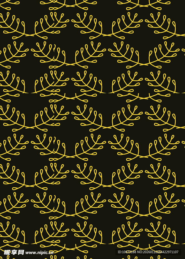 金色叶形图案无缝背景