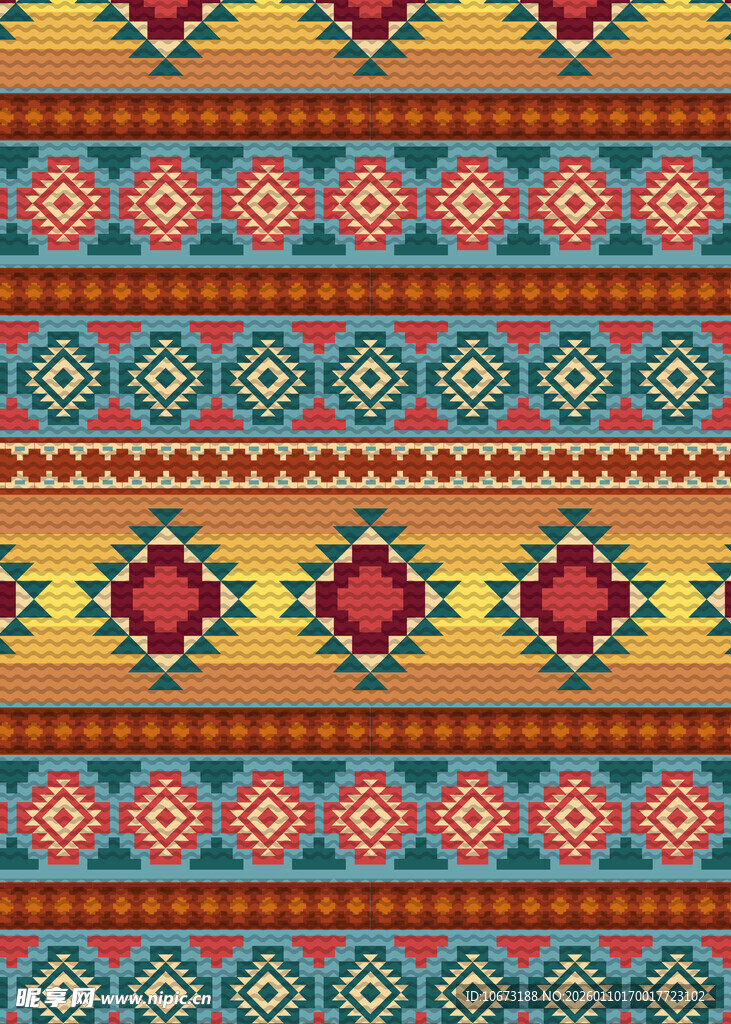 多彩民族风几何图案纹理