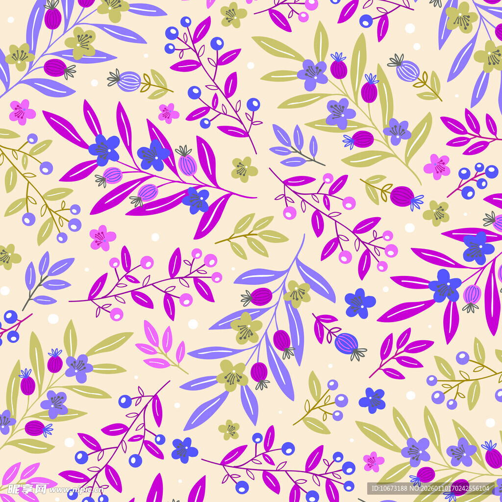 花卉植物水彩风图案