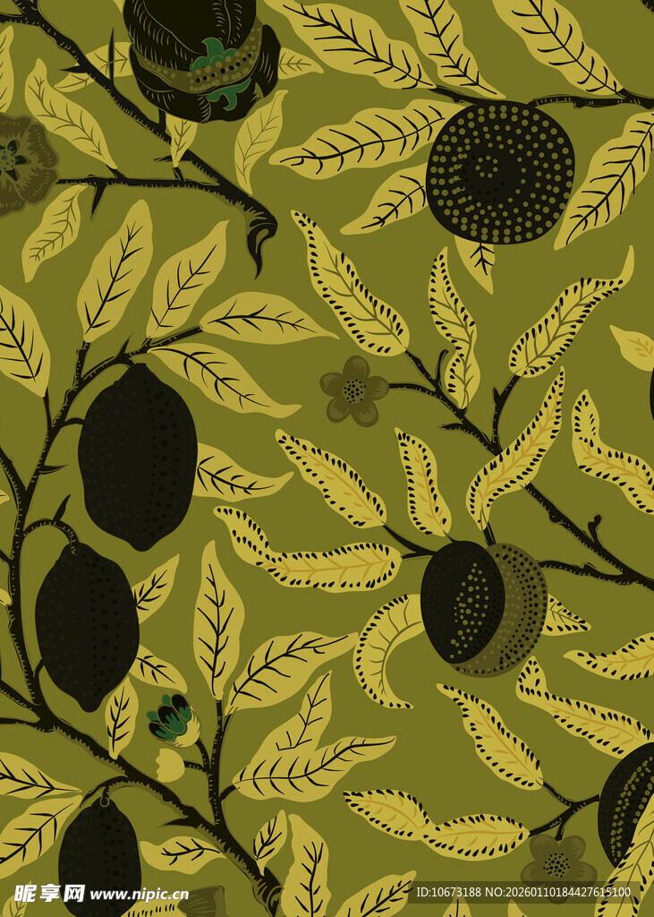 橄榄枝叶图案背景纹理