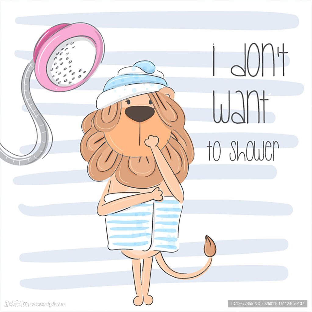 可爱狮子护士形象插画