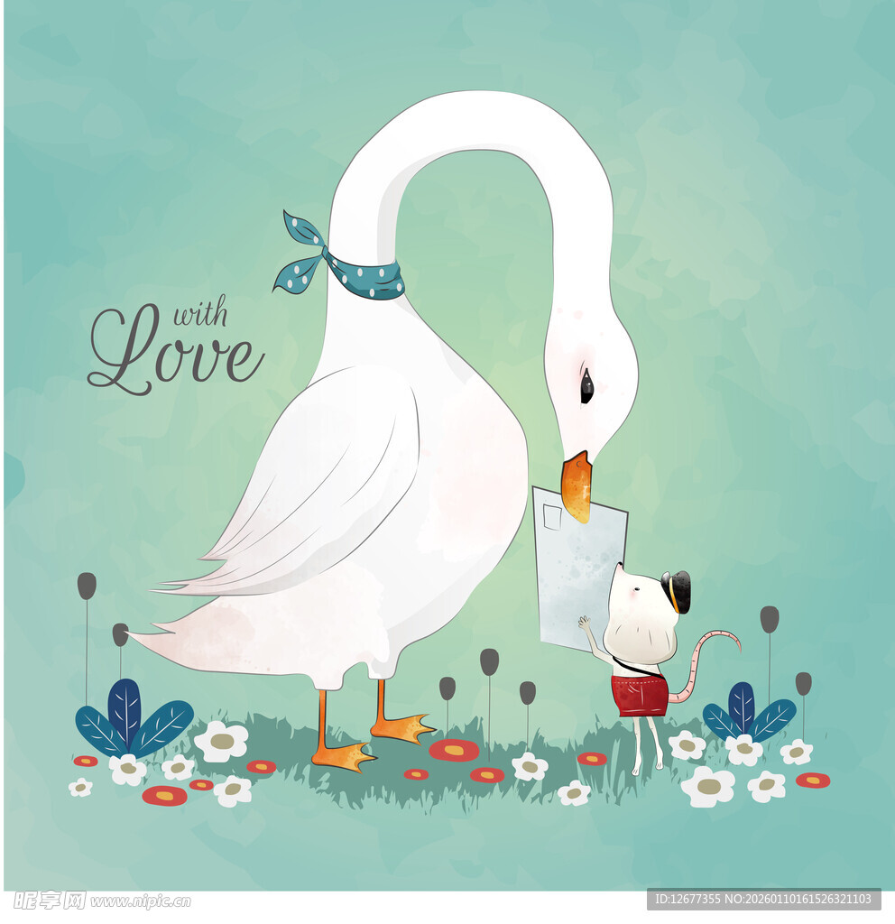 天鹅母子温馨互动画面