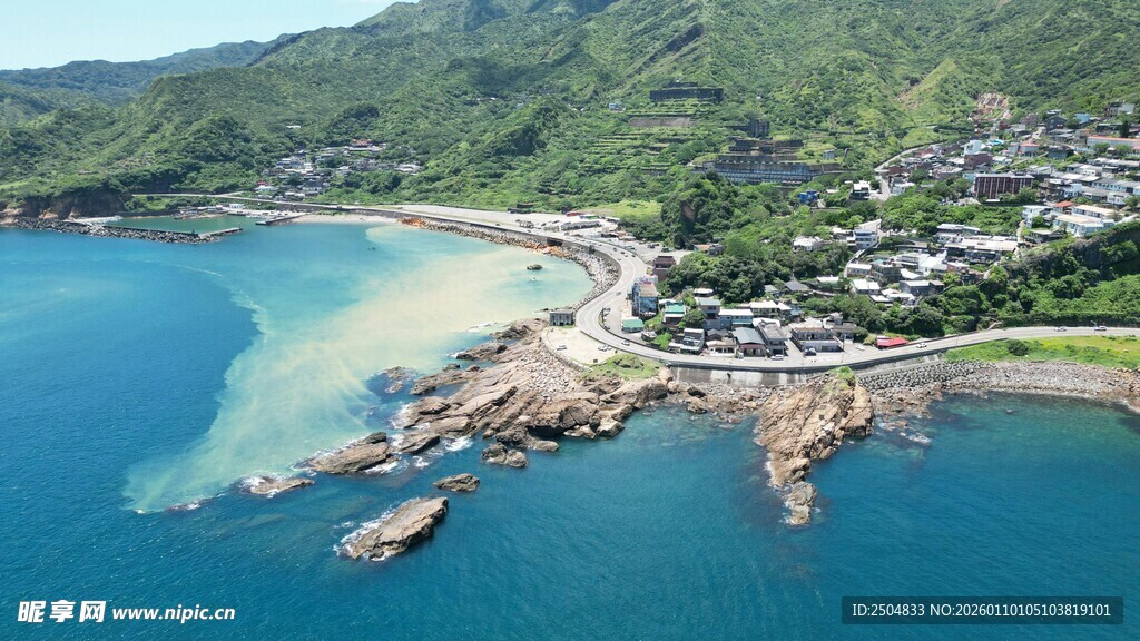 美丽海滨风光俯瞰图