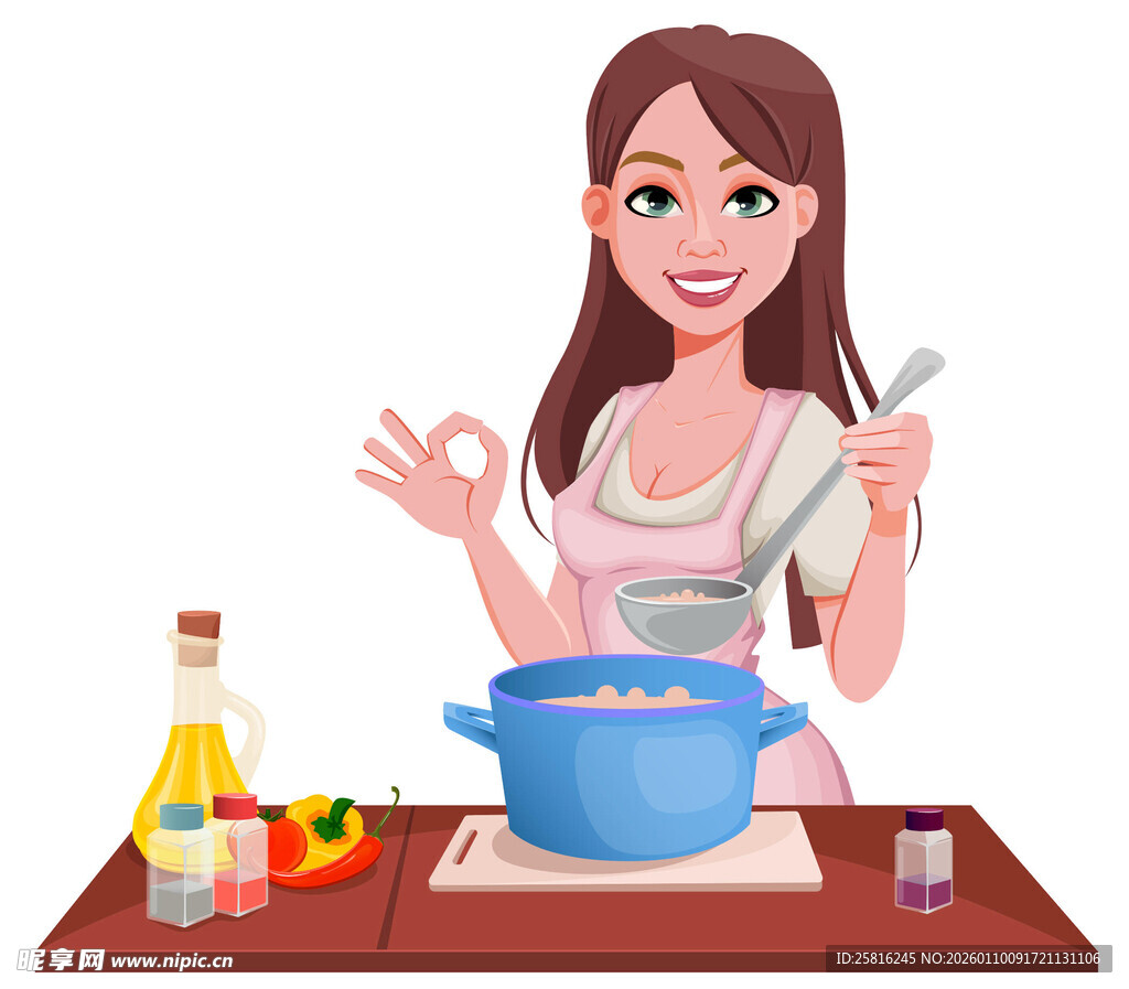 女士厨房烹饪欢乐瞬间