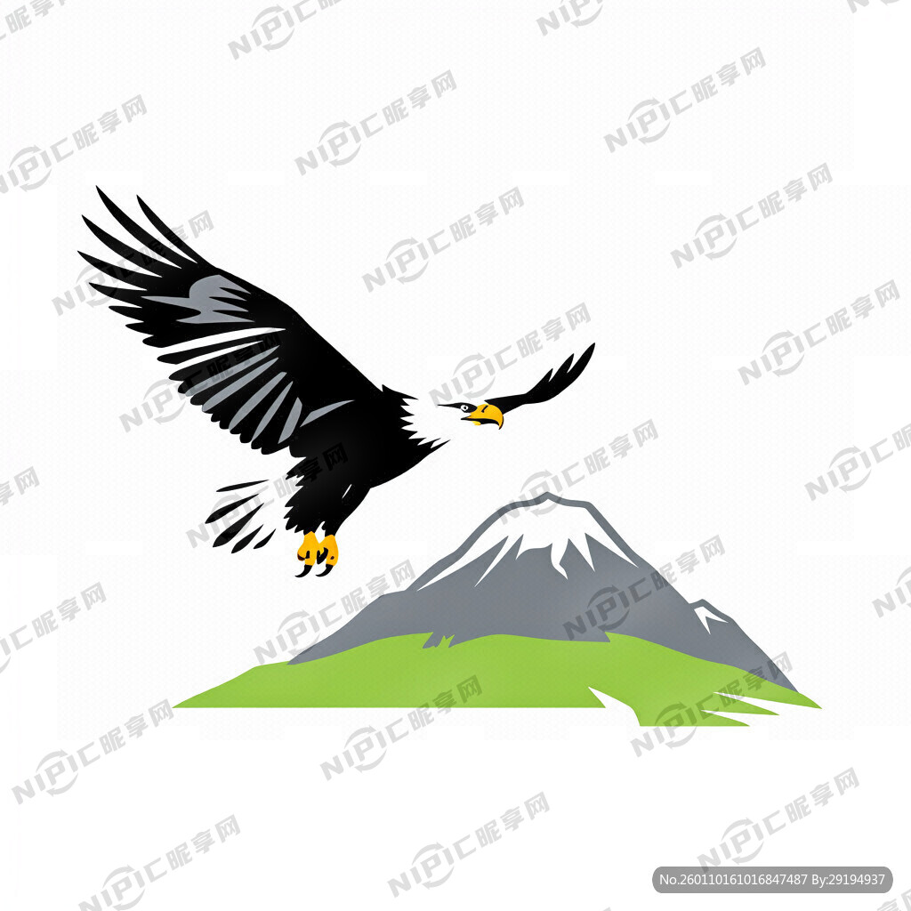 大老鹰和小山组成的矢量图