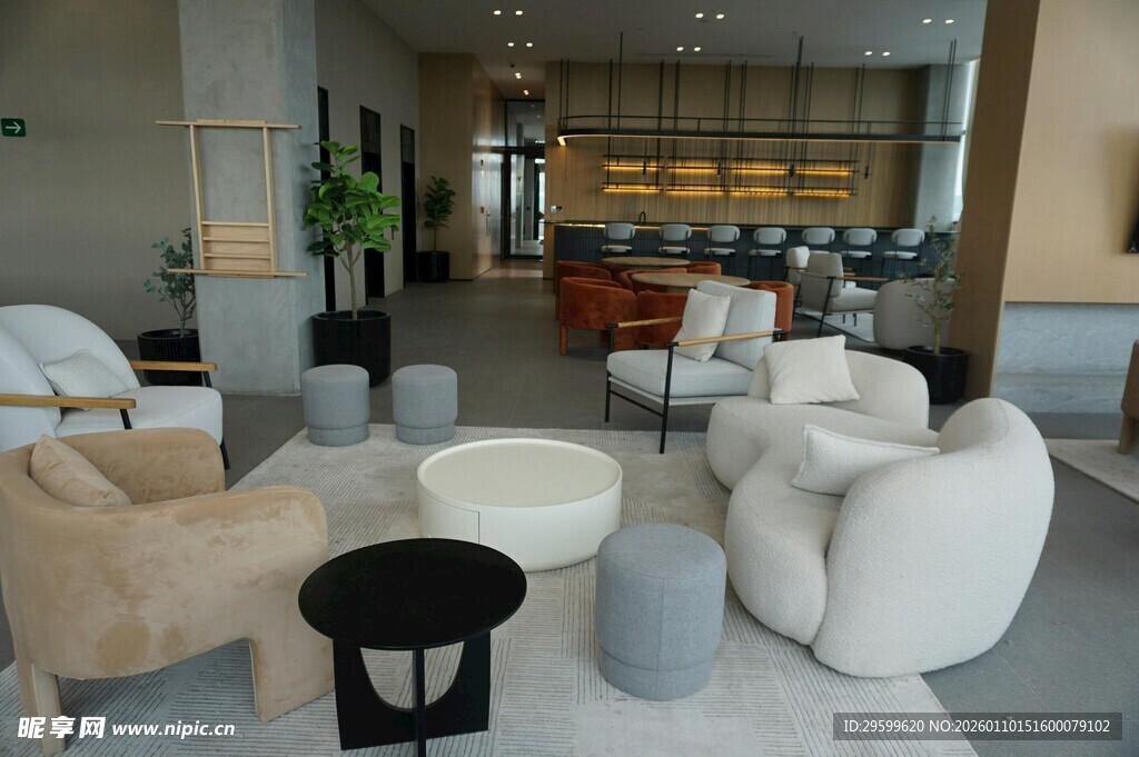 现代风格舒适室内休息区