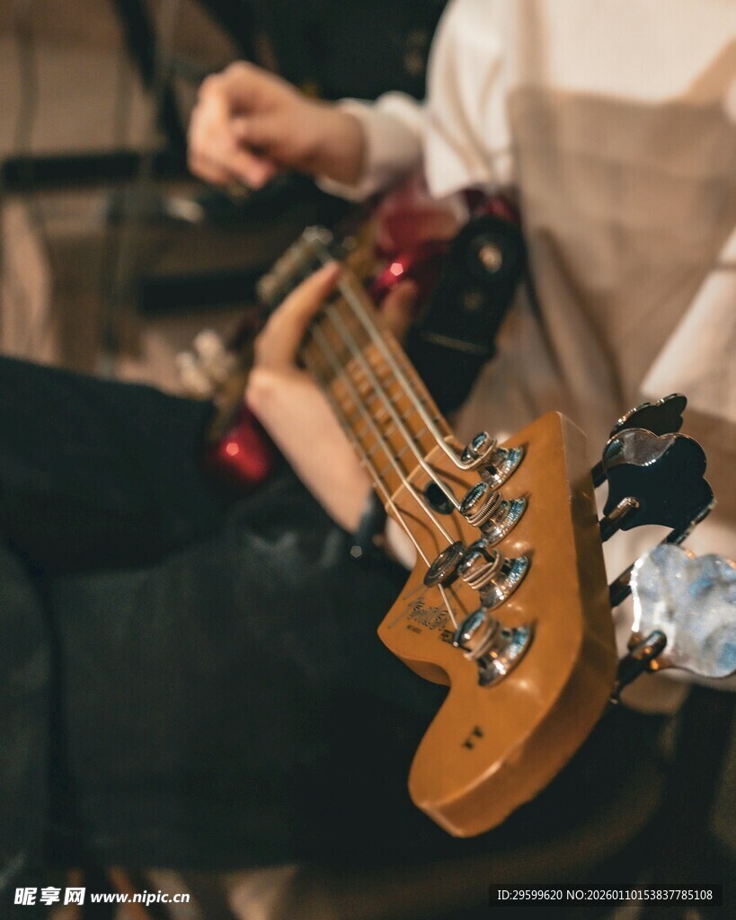 弹奏贝斯的音乐人