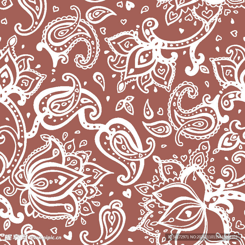 复古佩斯利花纹图案