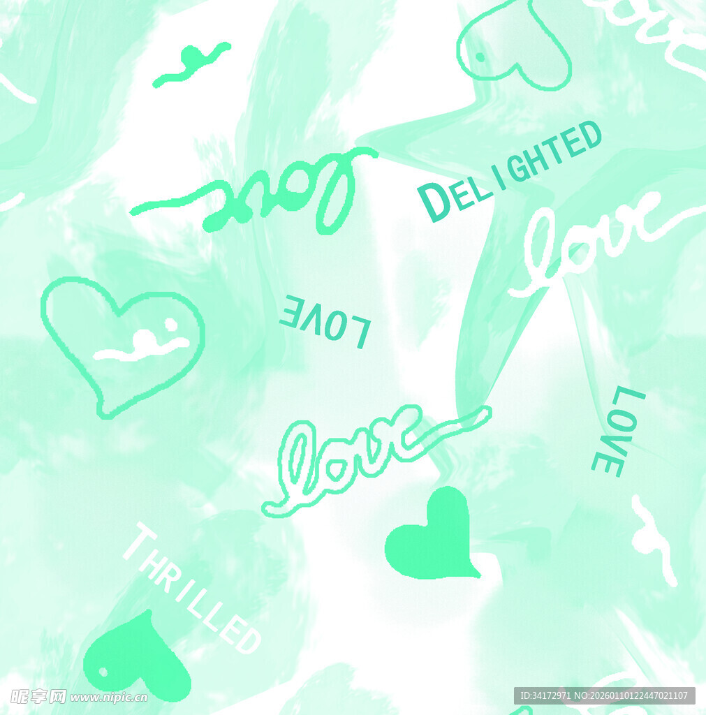 清新爱心文字图案背景