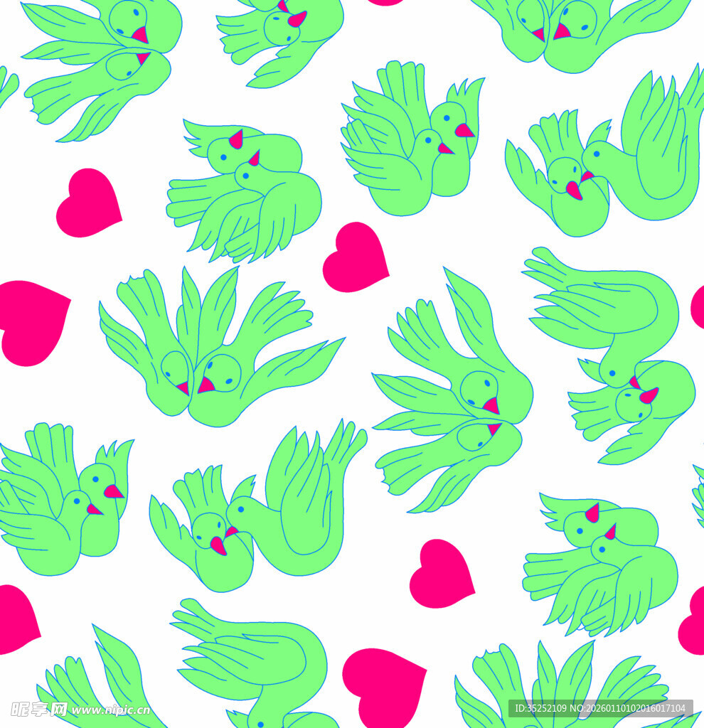 绿色手掌与红心图案背景