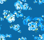 蓝色花卉无缝图案背景