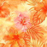 热带花卉水彩图案背景