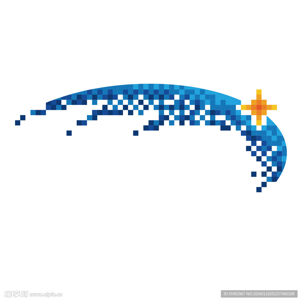 蓝色像素风格星星波浪图案