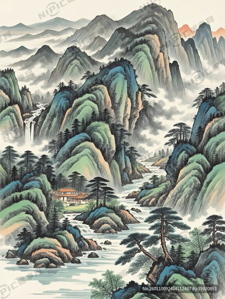 写意山水画 装饰建筑