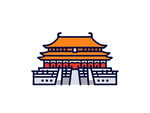 简约风格中式古建筑图标