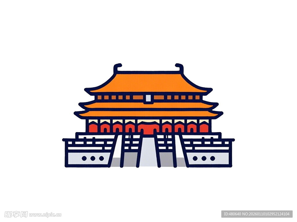 简约风格中式古建筑图标