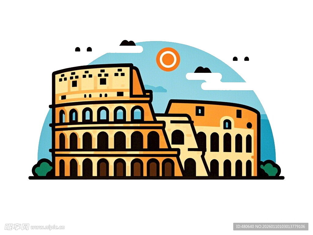 罗马斗兽场插画风格图像