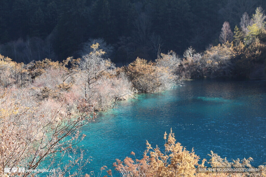 九寨沟蓝湖秋景