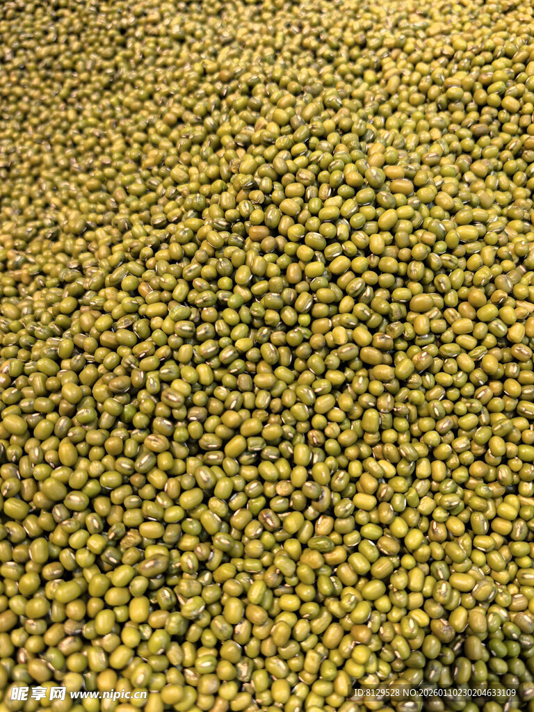 饱满绿豆颗粒特写