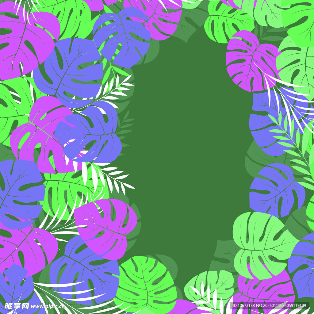 热带植物边框背景图案