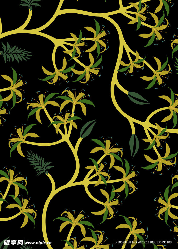 金色藤蔓图案 