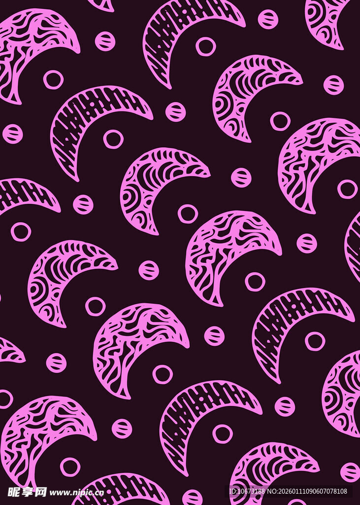 紫色月亮图案无缝背景