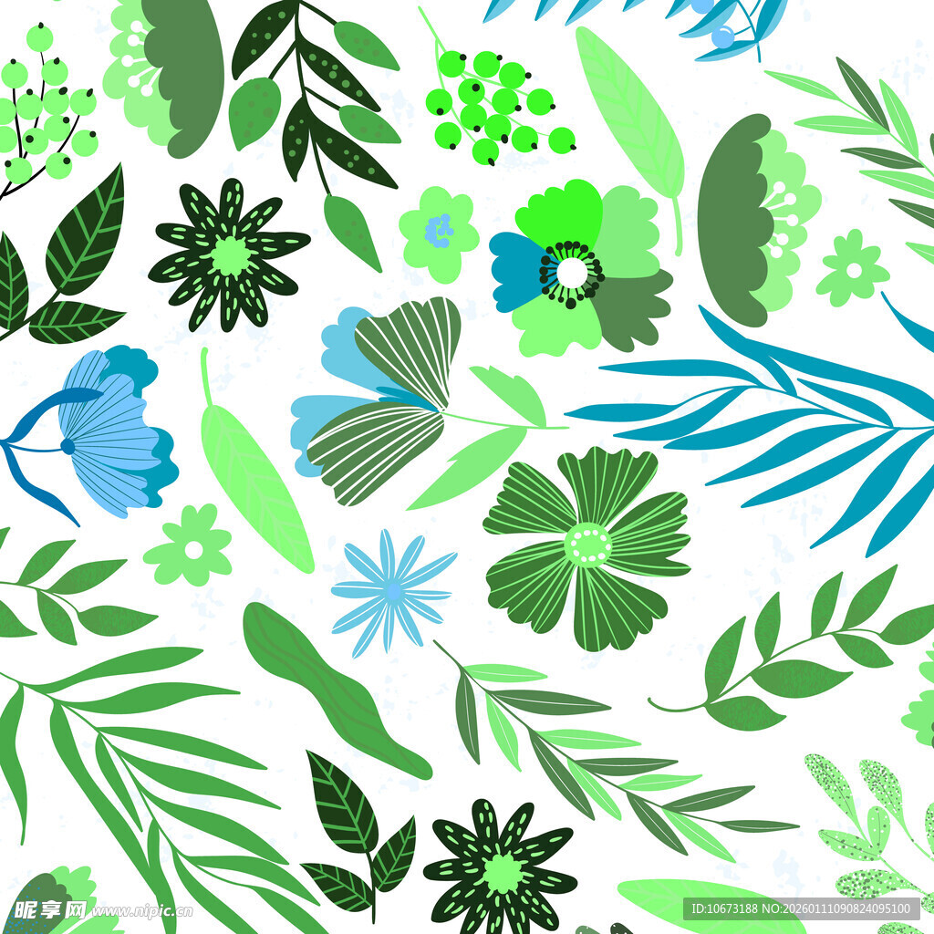清新绿植花卉图案背景