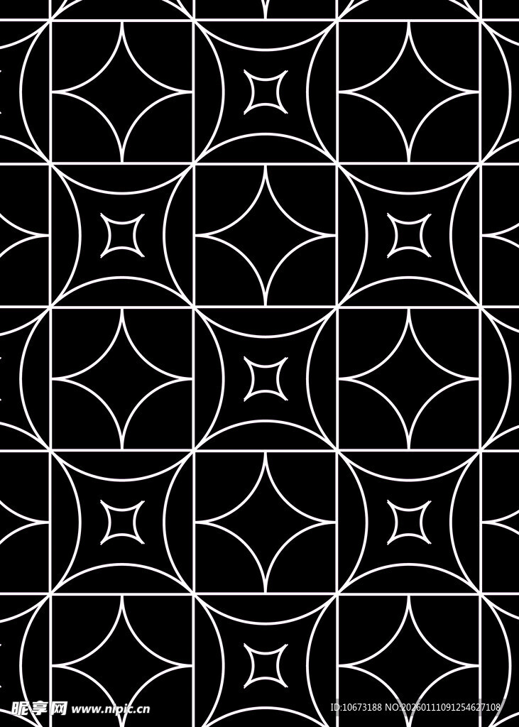 黑白几何线条无缝图案