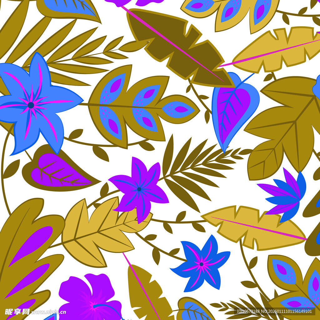 热带花卉植物图案背景