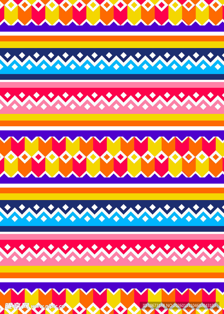 多彩民族风条纹图案