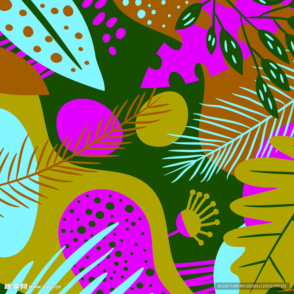 热带植物风抽象图案设计