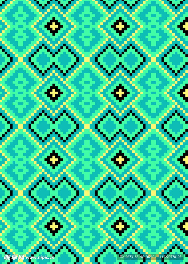 蓝绿色几何图案无缝背景