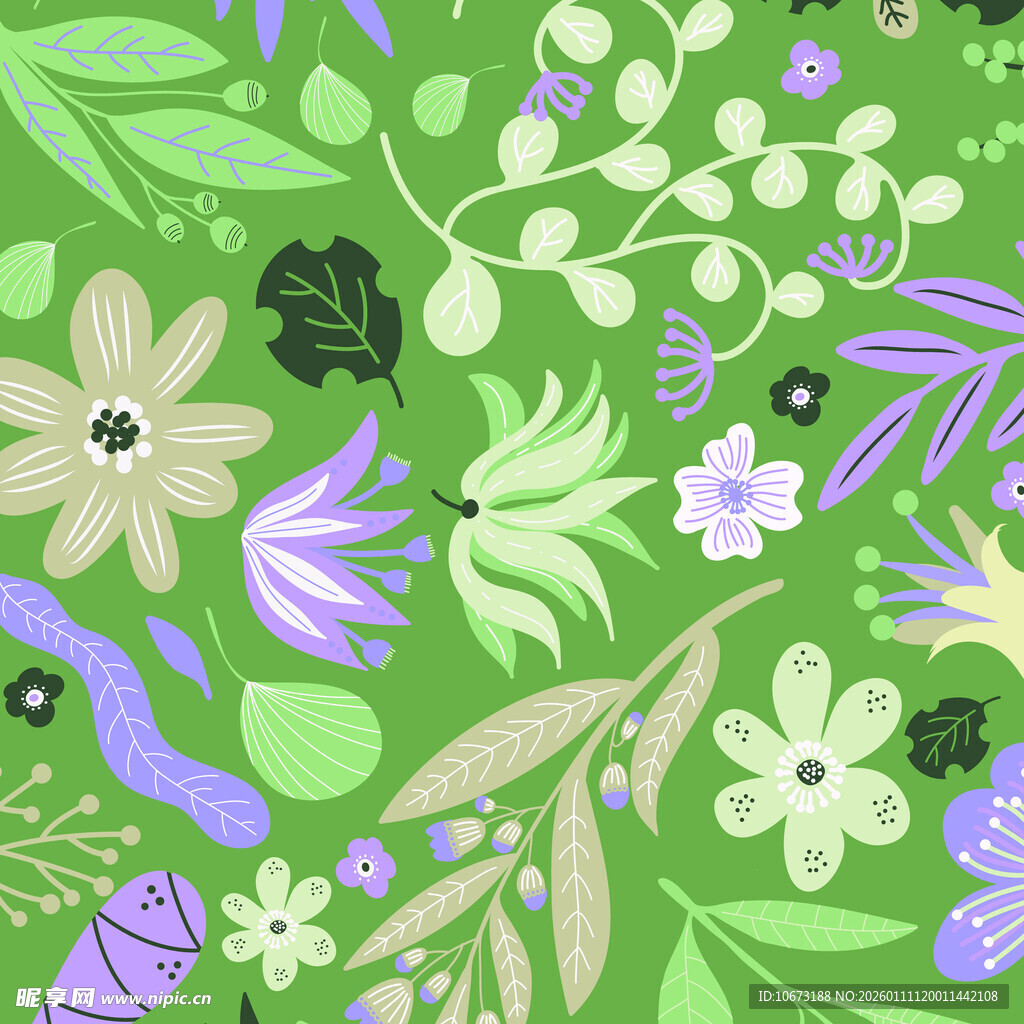 清新绿植花卉图案背景
