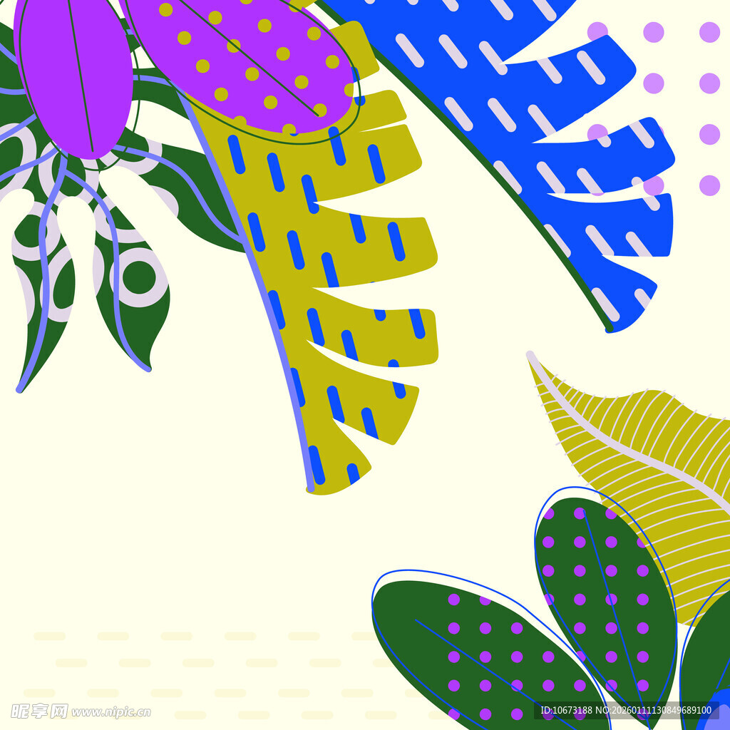 多彩植物图案背景设计