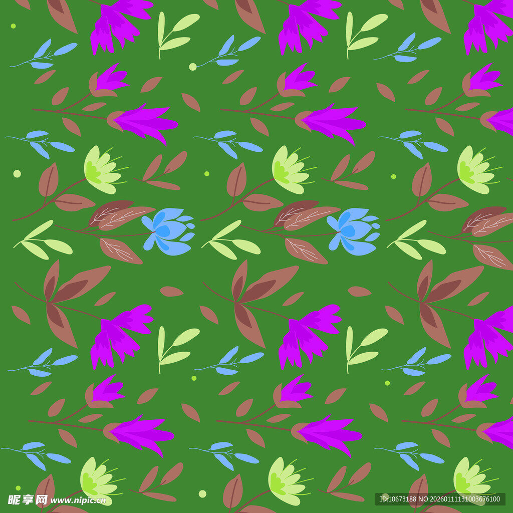 多彩植物图案背景