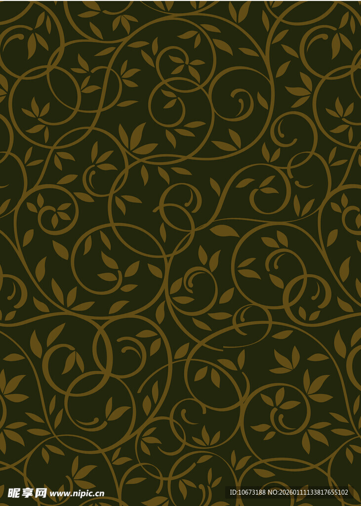 复古金色藤蔓花纹图案