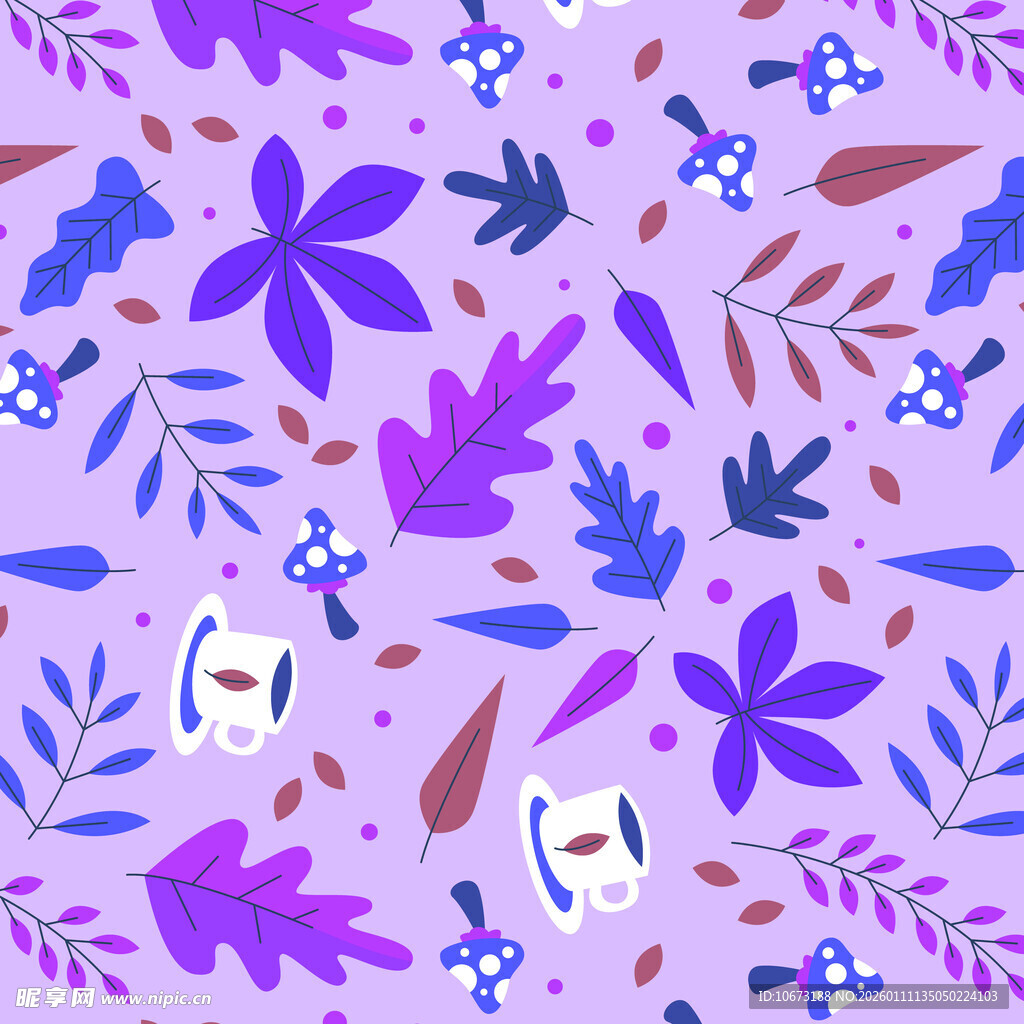 紫色花卉叶子图案背景