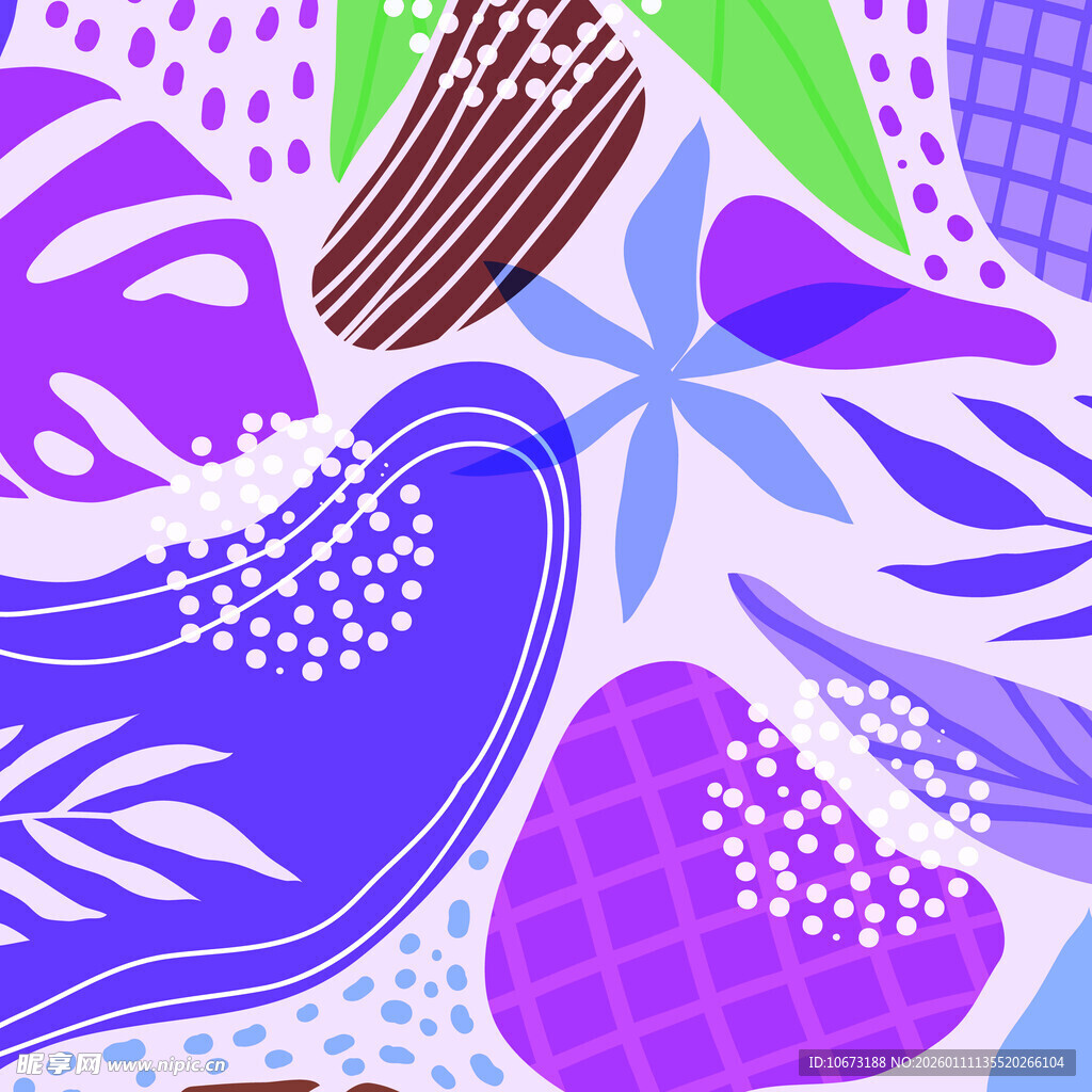 抽象多彩植物图案设计