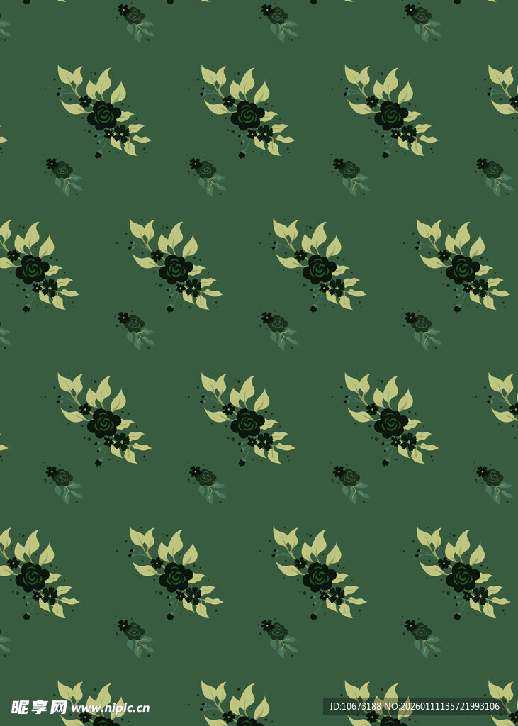 绿色底花卉图案纹理